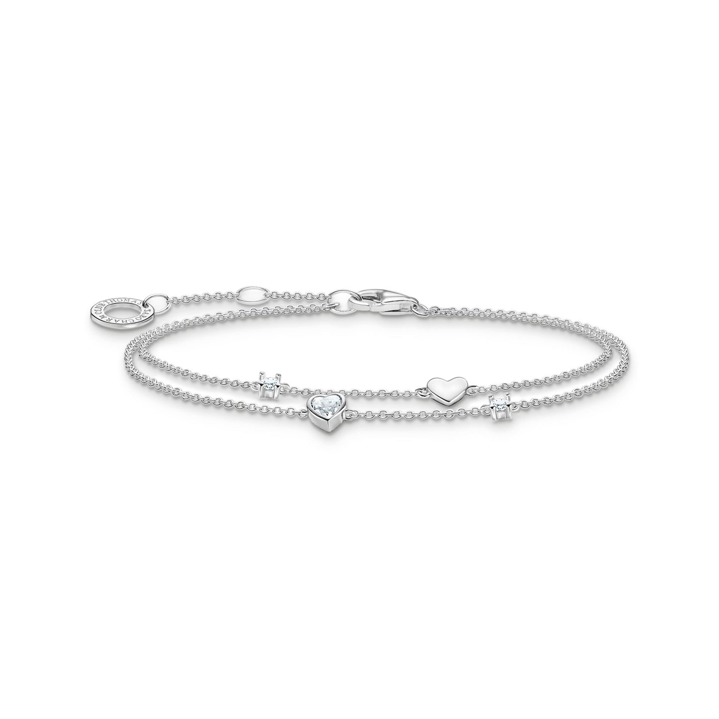 THOMAS SABO Bracelet with hearts and white stones silver