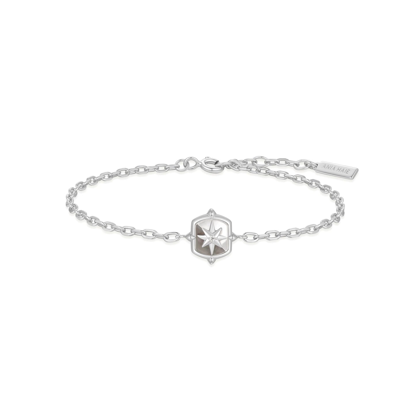 Ania Haie Silver Colour-Block Mother of Pearl Star Bracelet