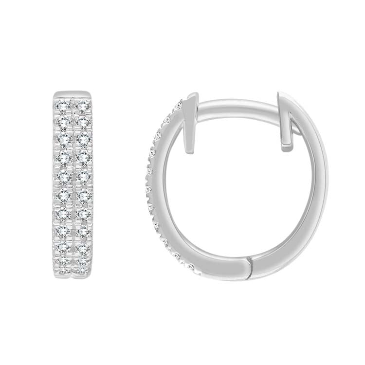 0.25ct Diamond Double Row Huggie in 9K White Gold