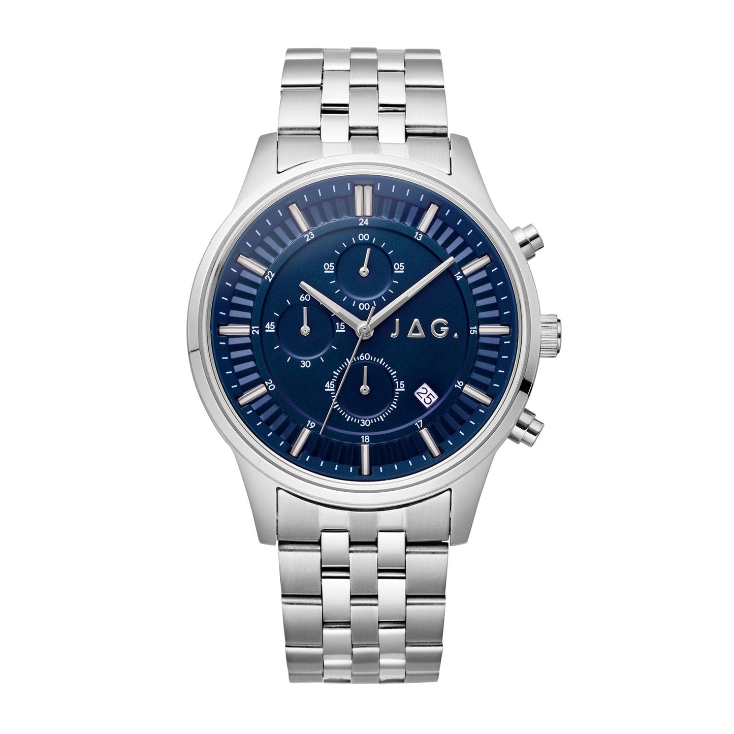 JAG Albany Mens Blue Dial 45mm Silver Watch