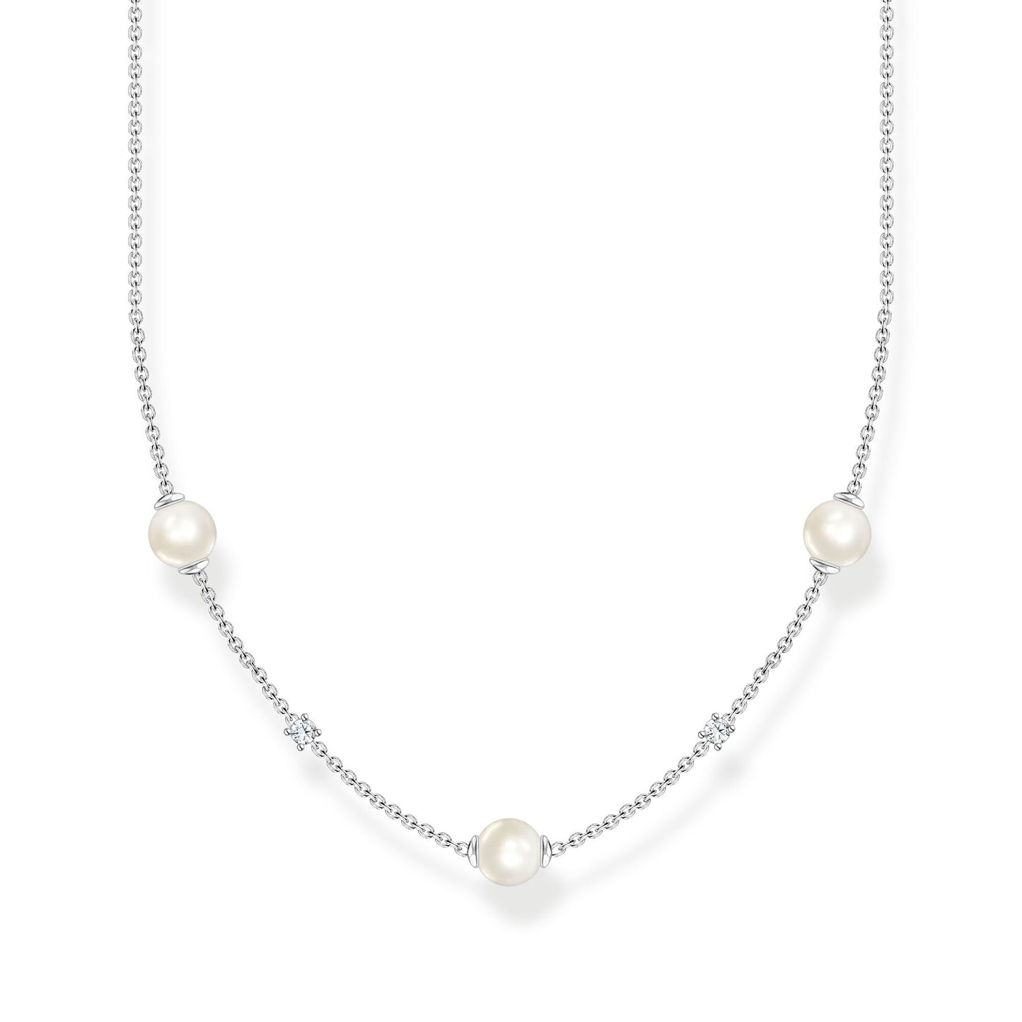 THOMAS SABO Necklace pearls and white stones silver