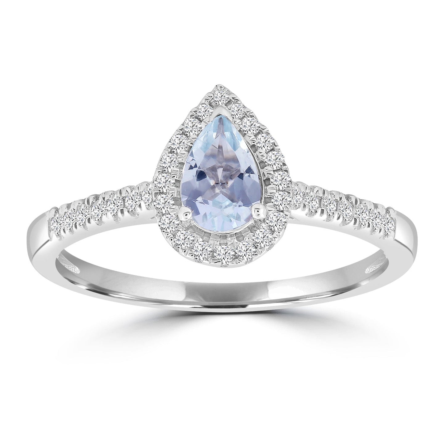 Aquamarine Ring with 0.15ct Diamonds in 9K White Gold
