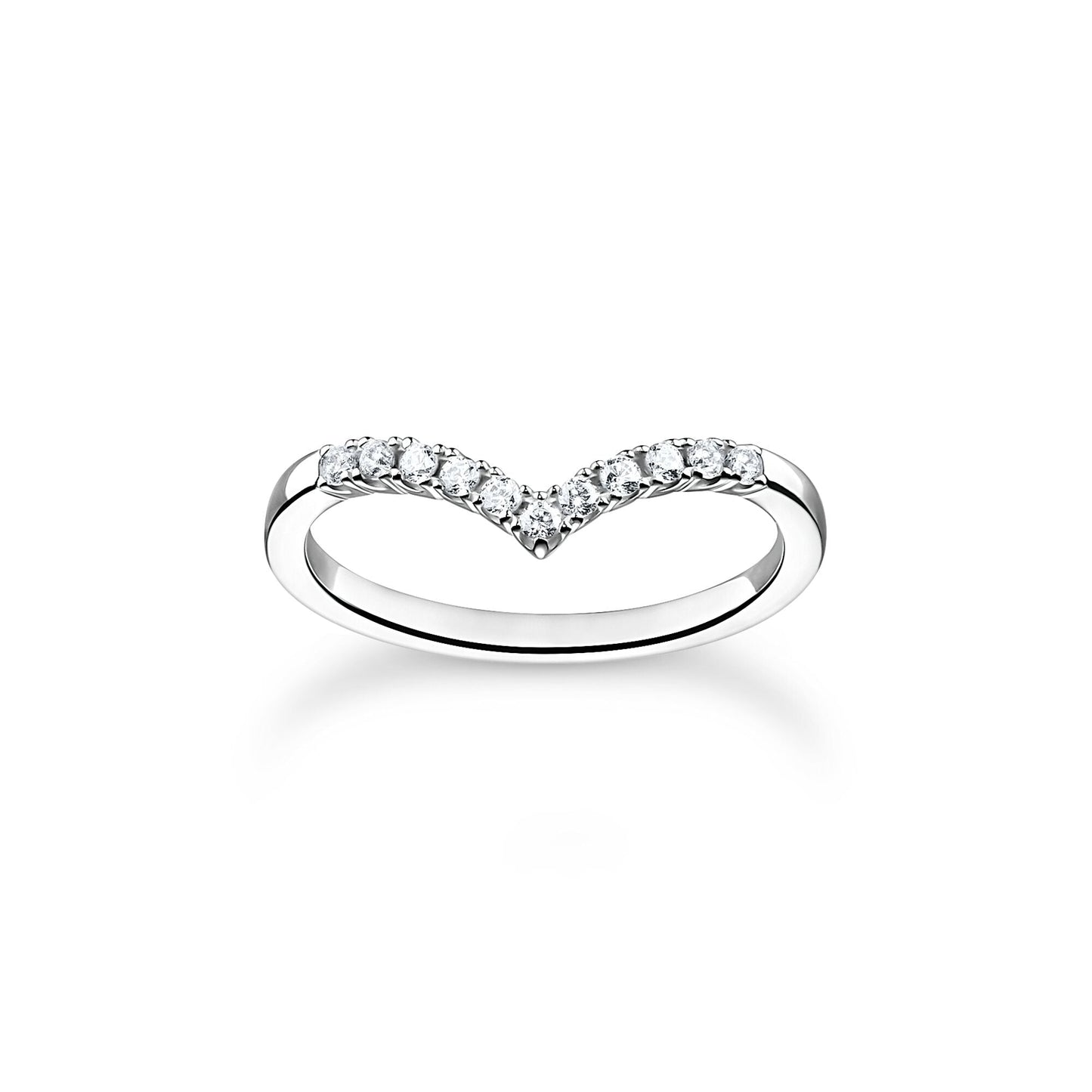 THOMAS SABO Ring V-shape with white stones silver