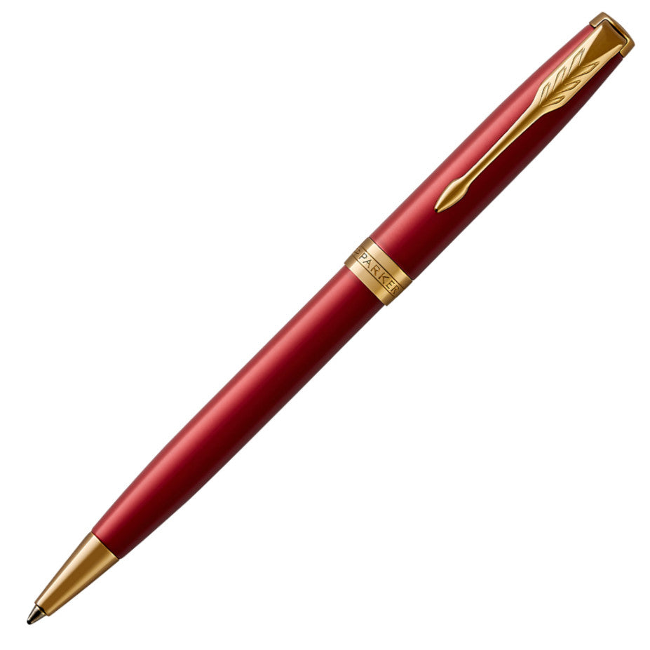 Parker Sonnet Red Lacquer Gold Trim Ballpoint Pen