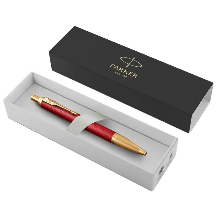 Parker IM Premium Ballpoint Pen Matte Red with Gold Trim