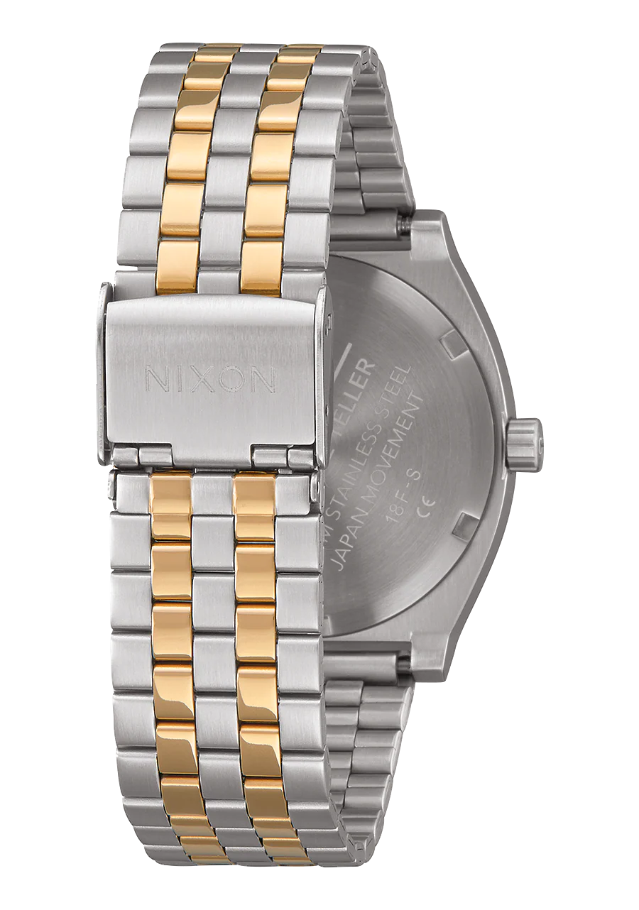 Nixon Mens Time Teller Watch Silver/Gold