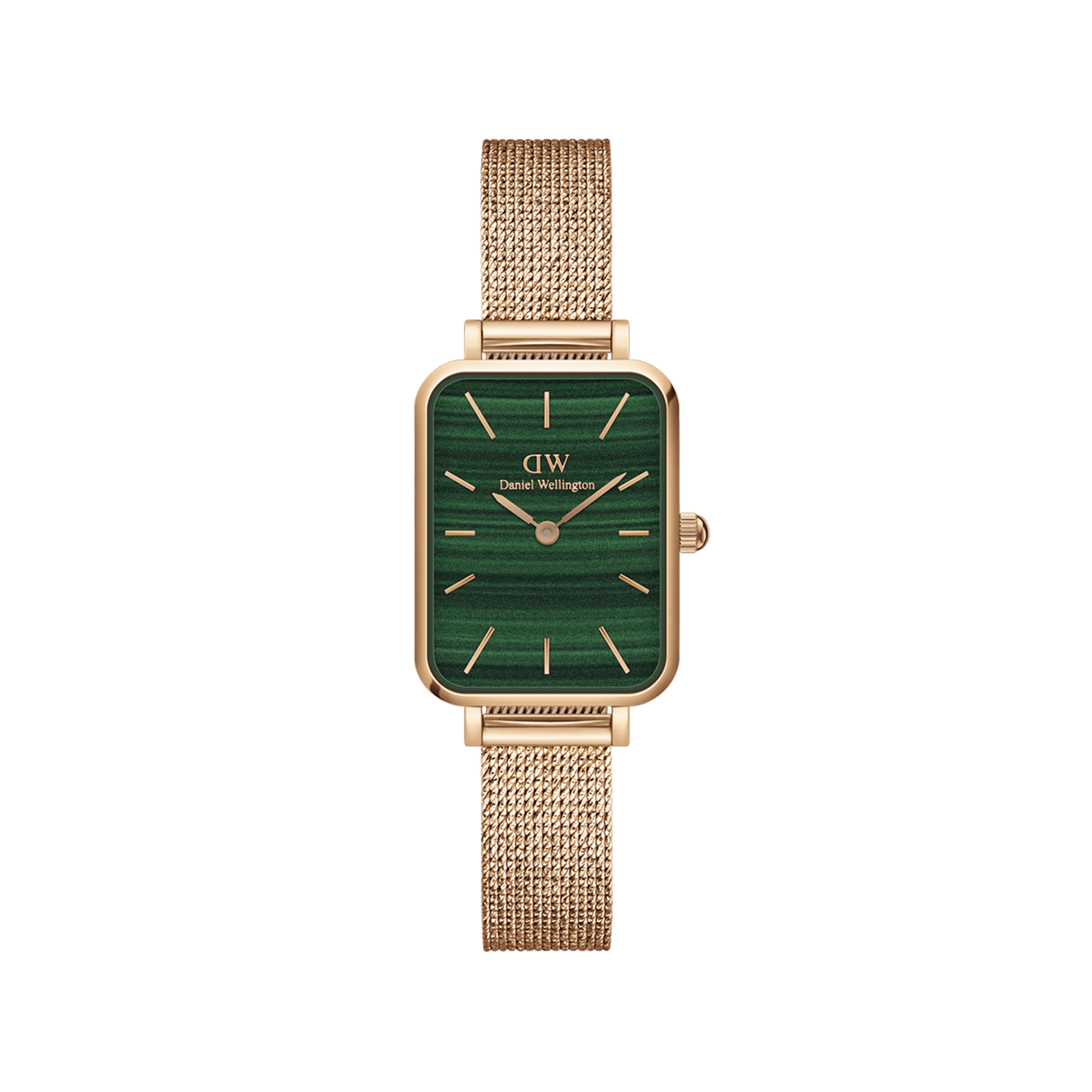 Daniel Wellington Quadro 20X26 Pressed Melrose Rose Gold & Green Watch