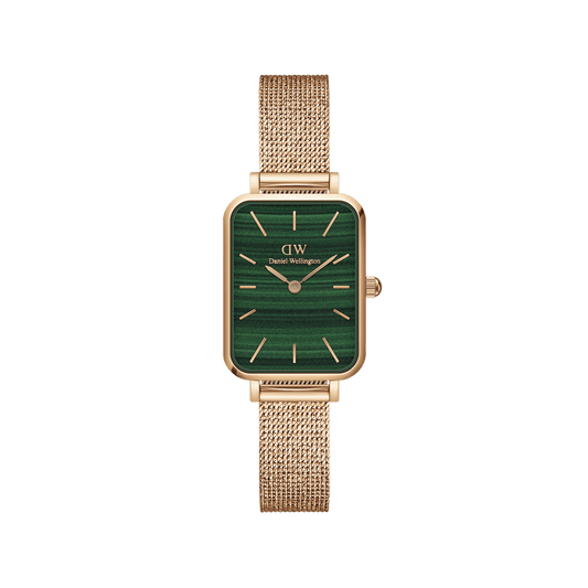 Daniel Wellington Quadro 20X26 Pressed Melrose Rose Gold & Green Watch