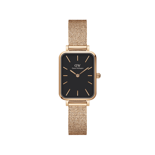 Daniel Wellington Quadro 20X26 Pressed Melrose Rose Gold & Black Watch