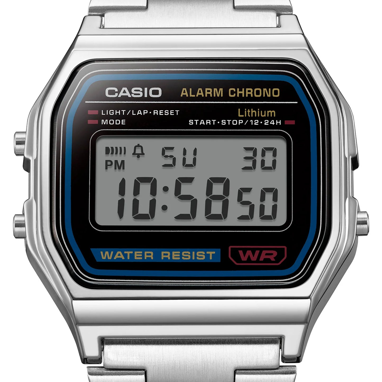 Casio Vintage Stainless Steel Digital Watch A158WA-1A Silver
