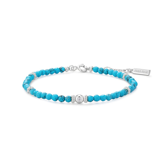 Ania Haie Silver Lab-Created Turquoise Beaded Bracelet
