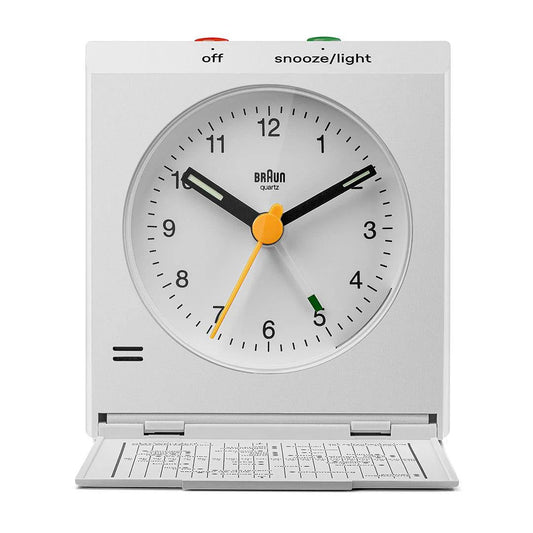 Braun White Classic Travel Analogue Alarm Clock