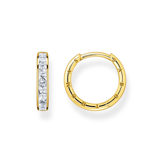 THOMAS SABO Hoop Earrings White Stones Gold