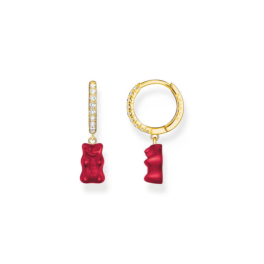 THOMAS SABO Single hoop earring with red goldbears & zirconia