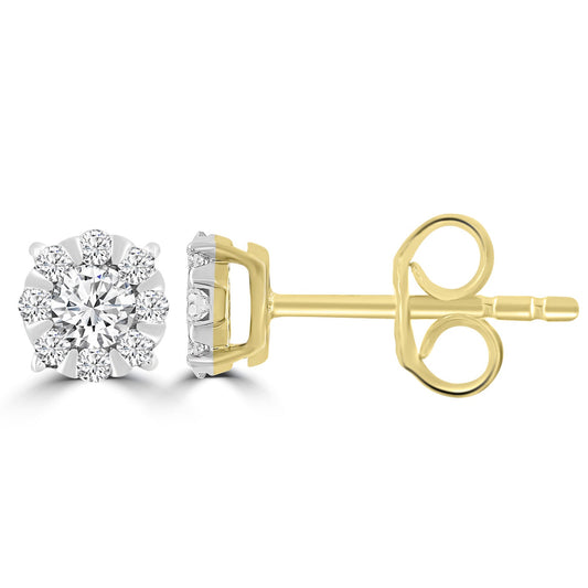 Stud Earrings with 0.25ct Diamonds in 9K Yellow Gold