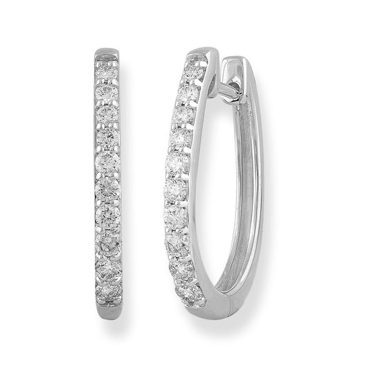 Huggie Earrings with 0.50ct Diamonds in 9K White Gold