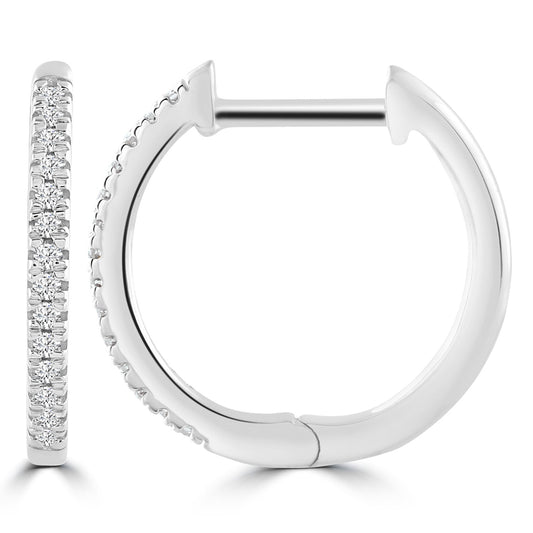 Huggie Earrings with 0.08ct Diamonds in 9K White Gold