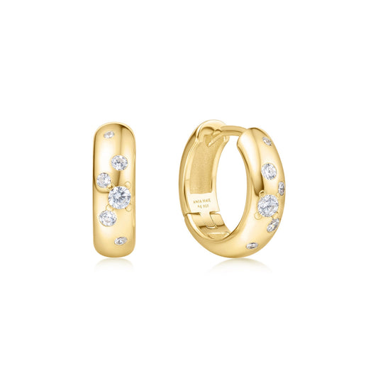 Ania Haie Gold Small Chubby Sparkling Huggie Hoop Earrings