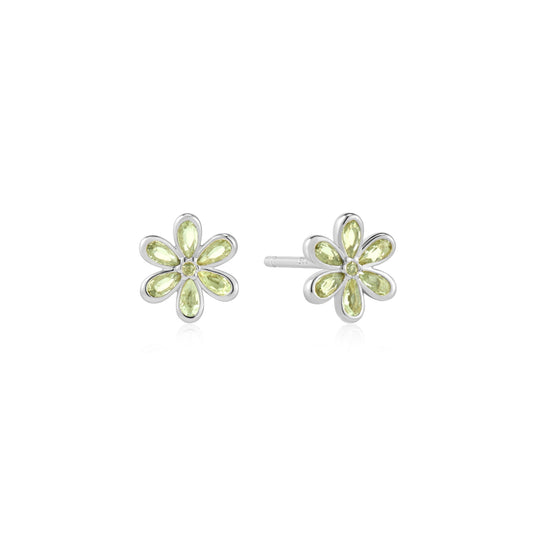 Ania Haie Silver Mint Green Floral Stud Earrings