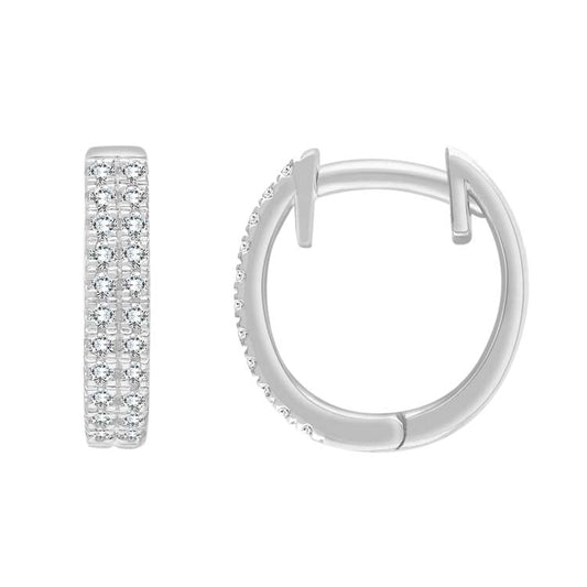0.25ct Diamond Double Row Huggie in 9K White Gold