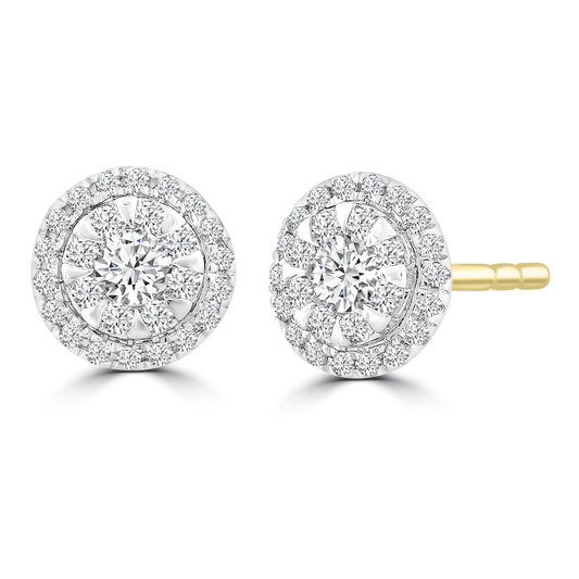 Cluster Stud Earrings with 0.25ct Diamond in 9K Yellow Gold