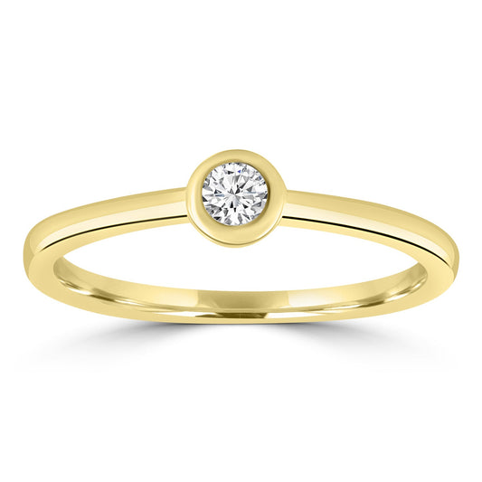 Solitaire Ring with 0.10ct Diamond in 9K Yellow Gold