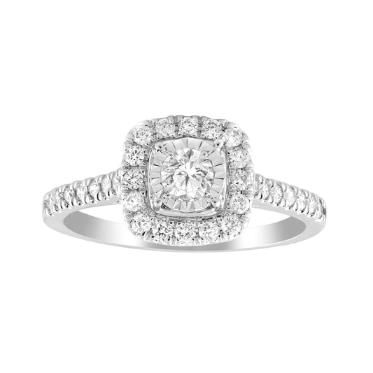 Cluster Ring with 0.50ct Diamond in 9K White Gold