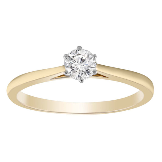Solitaire Ring with 0.25ct Diamond in 9K Yellow Gold