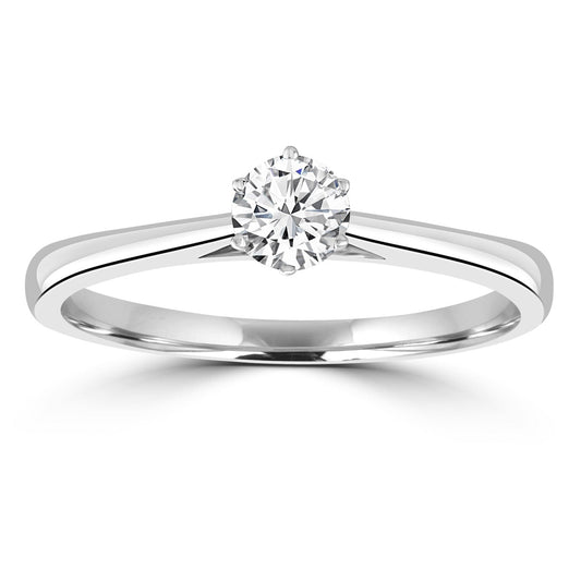 Solitaire Ring with 0.33ct Diamonds in 9K White Gold