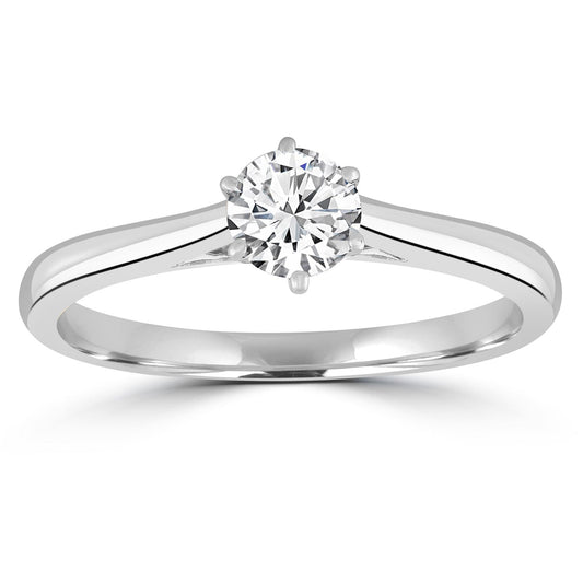 Solitaire Ring with 0.70ct Diamonds in 9K White Gold
