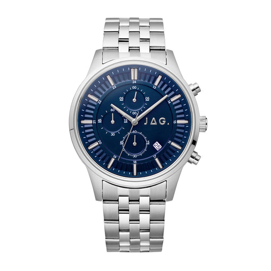 JAG Albany Mens Blue Dial 45mm Silver Watch