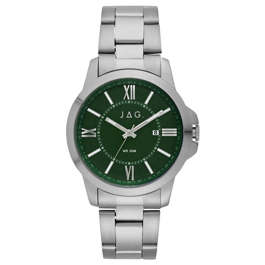 JAG Xavier Mens Green Dial  44mm Silver Watch