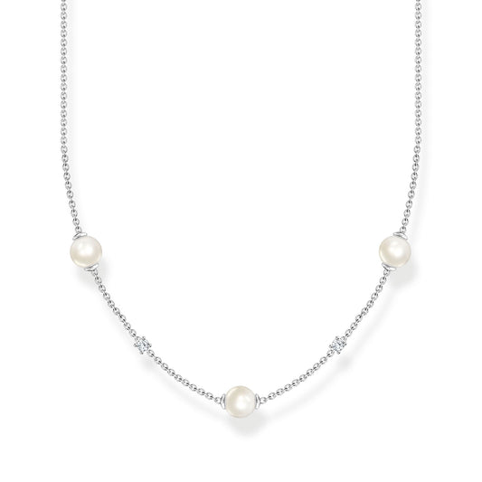 THOMAS SABO Necklace pearls and white stones silver