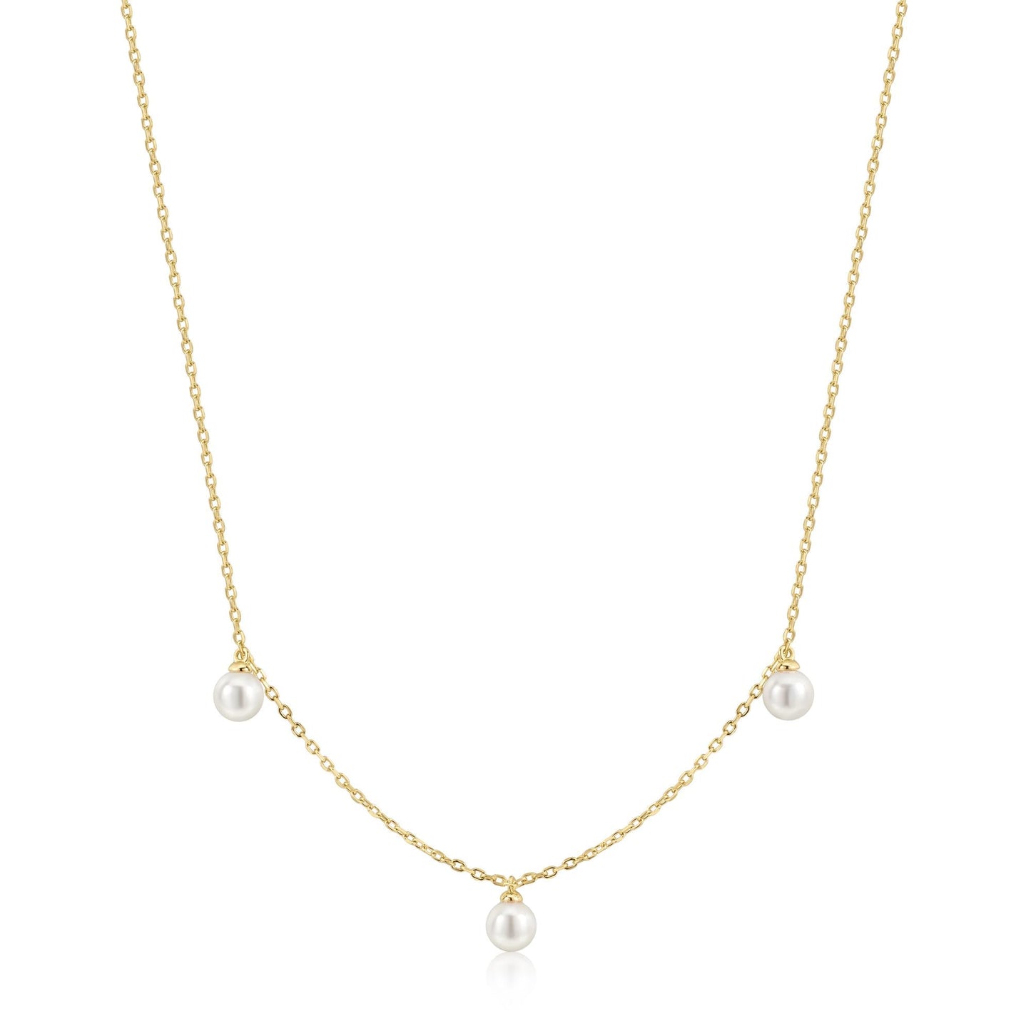 Ania Haie Triple Shell Pearl Station Necklace