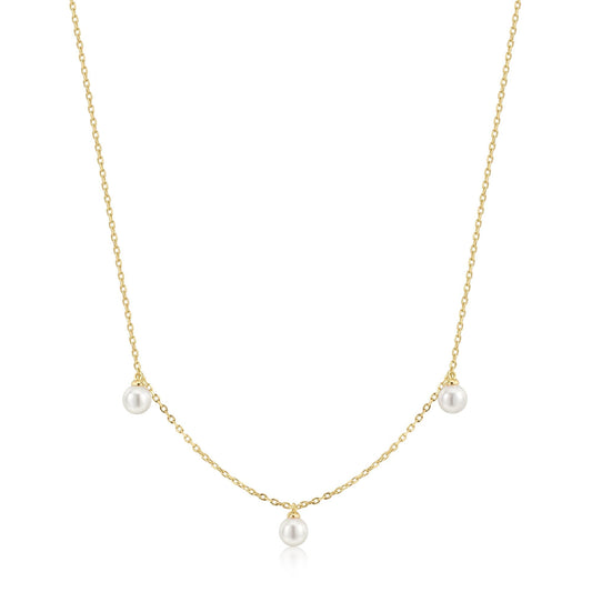 Ania Haie Triple Shell Pearl Station Necklace