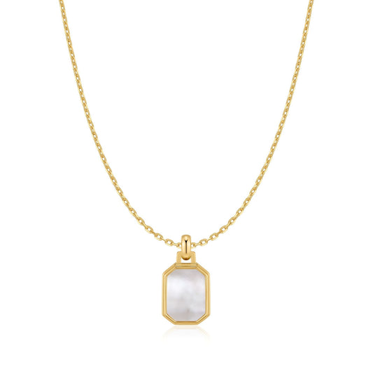 Ania Haie Gold Square Mother-of-Pearl Necklace