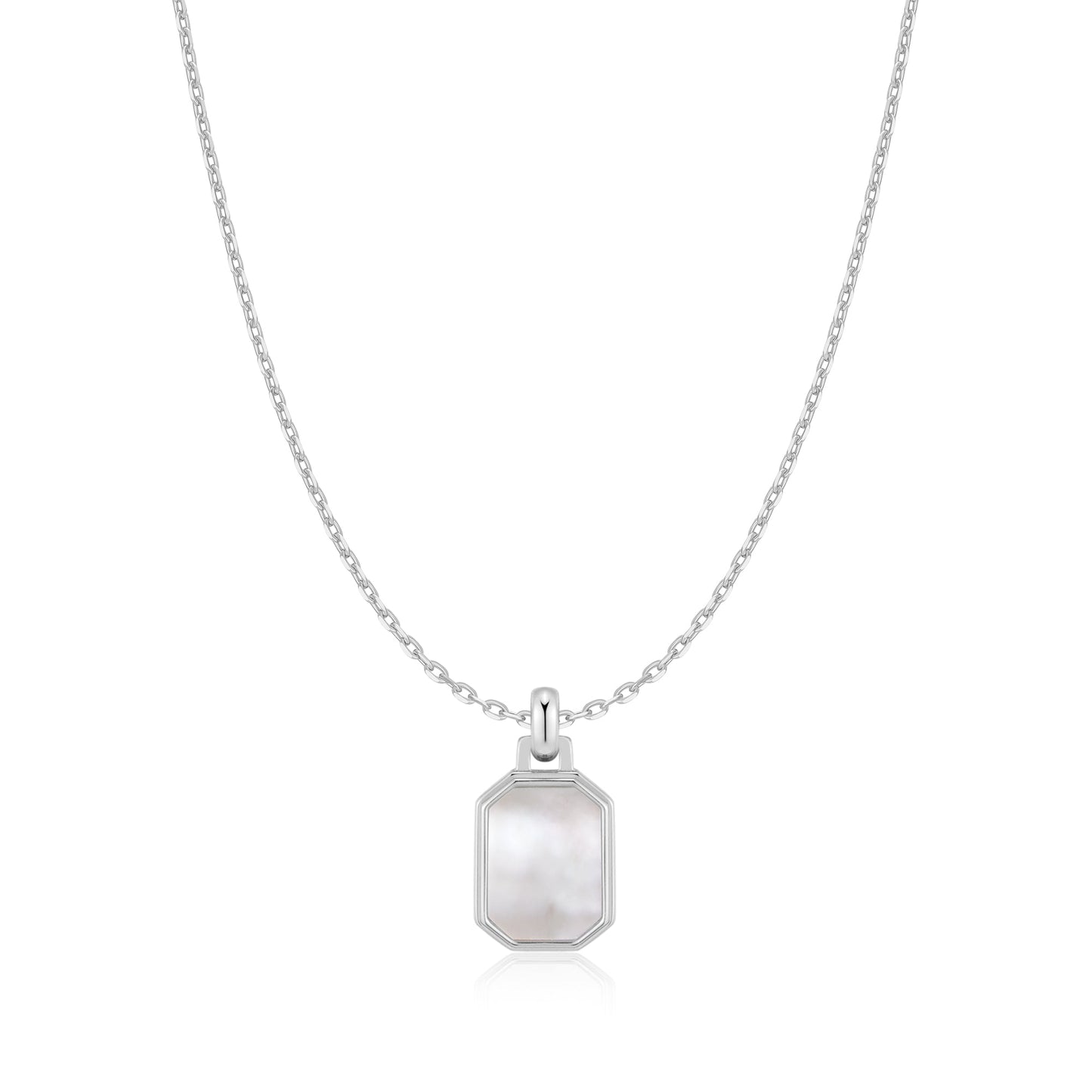 Ania Haie Silver Square Mother-of-Pearl Necklace