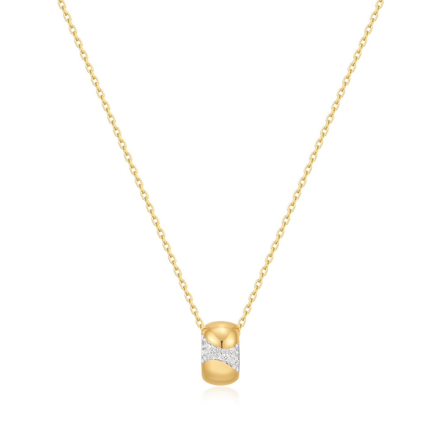 Ania Haie Gold Puffed Rivulet Pave Necklace