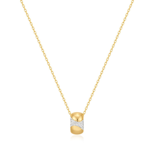 Ania Haie Gold Puffed Rivulet Pave Necklace