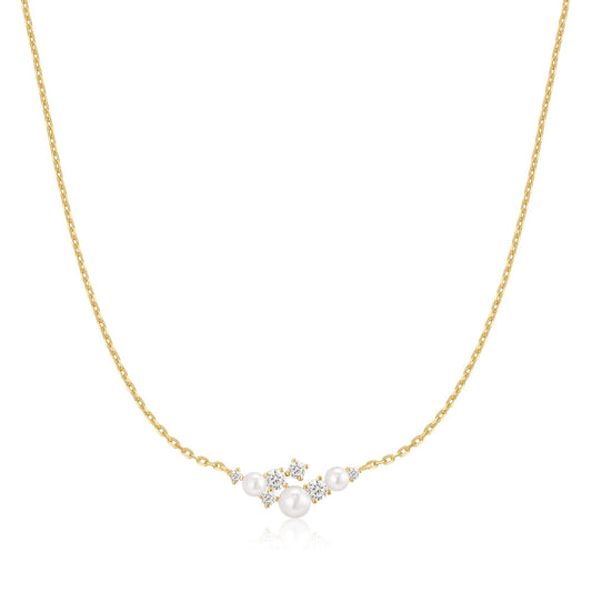 Ania Haie Silver Shell Pearl Cluster Necklace