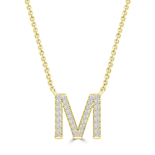 Initial 'M' Necklace with 0.09ct Diamonds in 9K Yellow Gold - PF-6275-Y