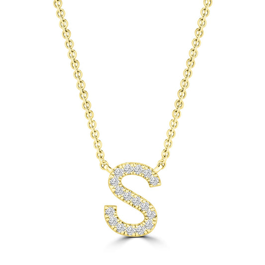 Initial 'S' Necklace with 0.06ct Diamonds in 9K Yellow Gold - PF-6281-Y