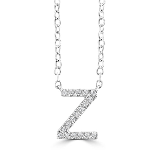 Initial 'Z' Necklace with 0.06ct Diamonds in 9K White Gold