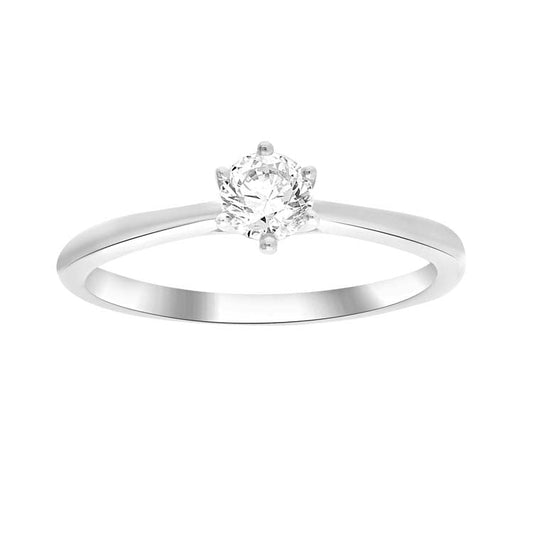 0.33ct Diamond 6 Claw Ring in 9K White Gold