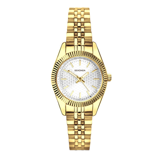 Sekonda Francis Silver White Dial 26mm Womens Watch Gold