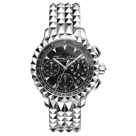THOMAS SABO Men's Watch Rebel At Heart Chronograph Silver Black