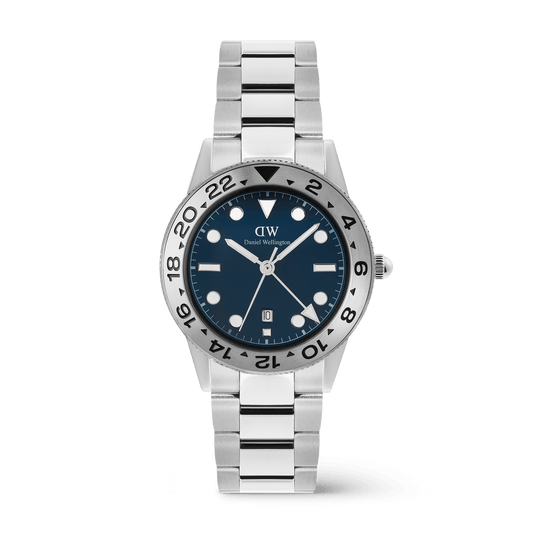 Daniel Wellington Iconic GMT Link Brushed Bezel Silver