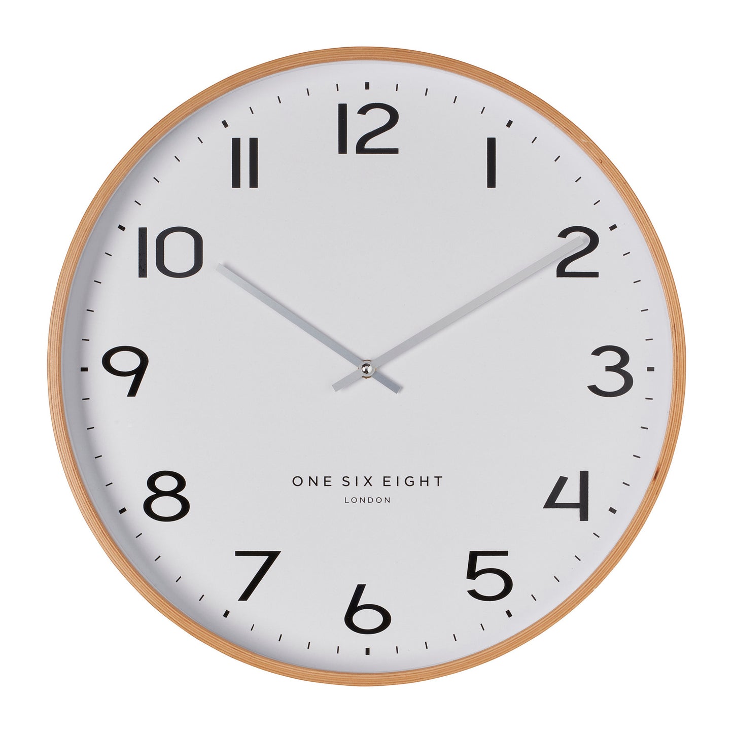 One Six Eight London Olivia 53cm White with Wood Frame Silent Wall Clock