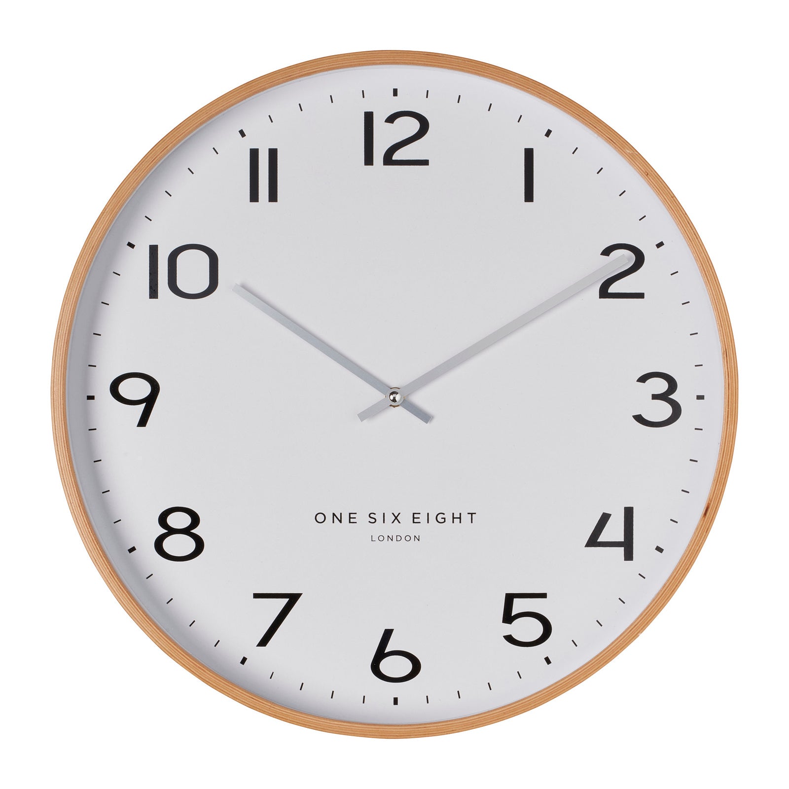 One Six Eight London Olivia 53cm White with Wood Frame Silent Wall Clock
