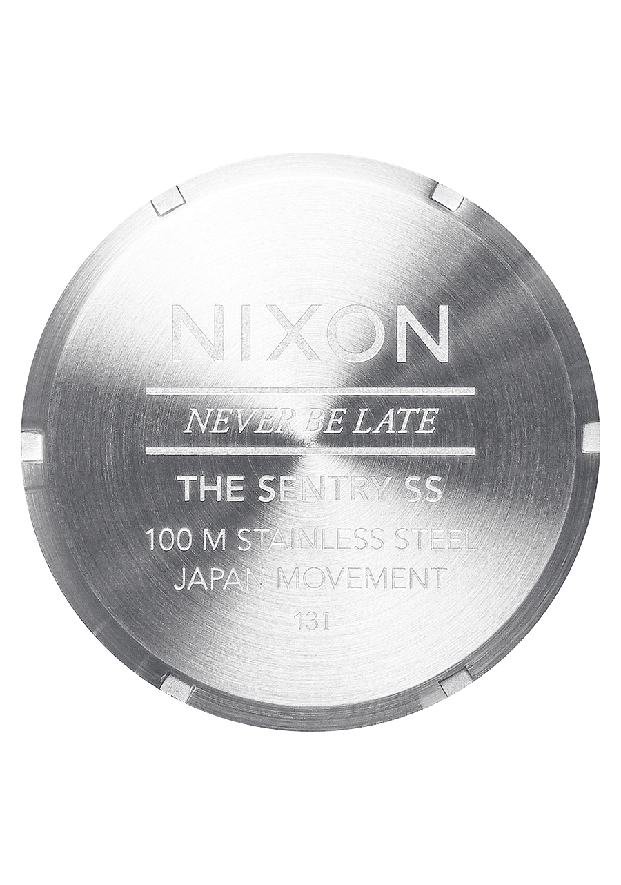 Nixon Mens Sentry SS Stainless Steel Watch Black/Silver